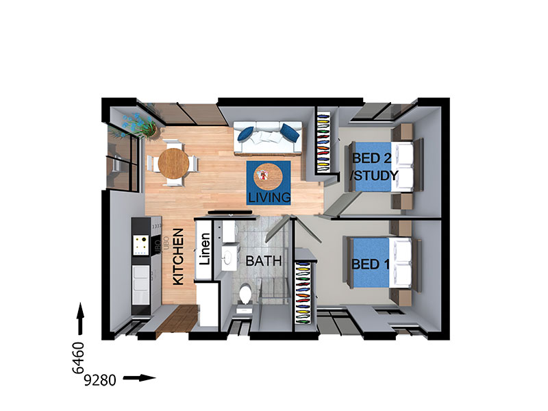 GR2267 — 2 bedroom home floor plan by Dixon Homes